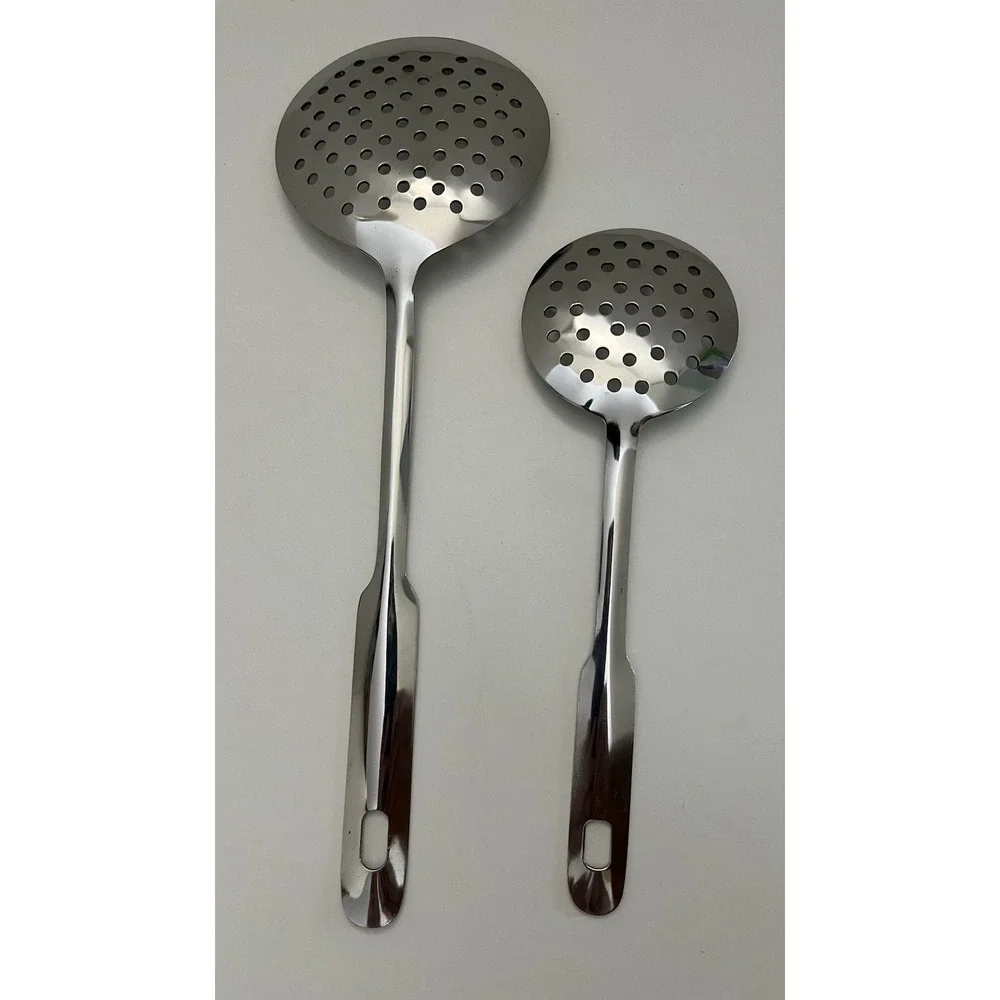 Chrome Plated Skimmer Strainer Set of 2 Serving Spoon Kitchen Utensils